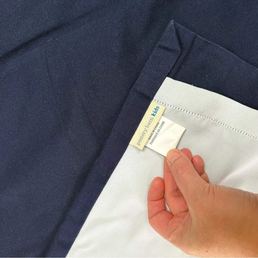Pottery Barn Kids Quincy Navy Blackout Curtain Panels 44x96 Set of 2